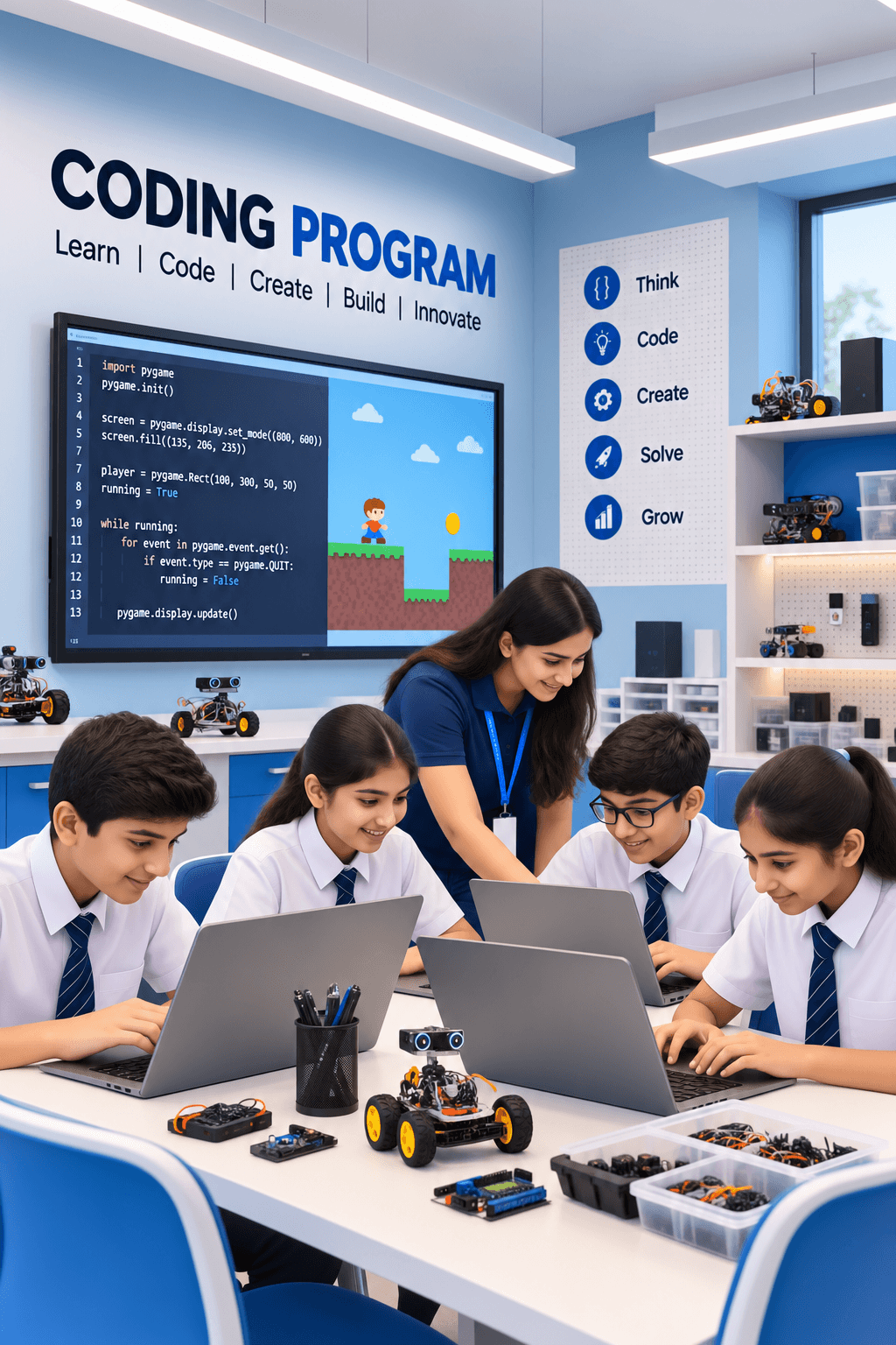 Modern coding lab classroom