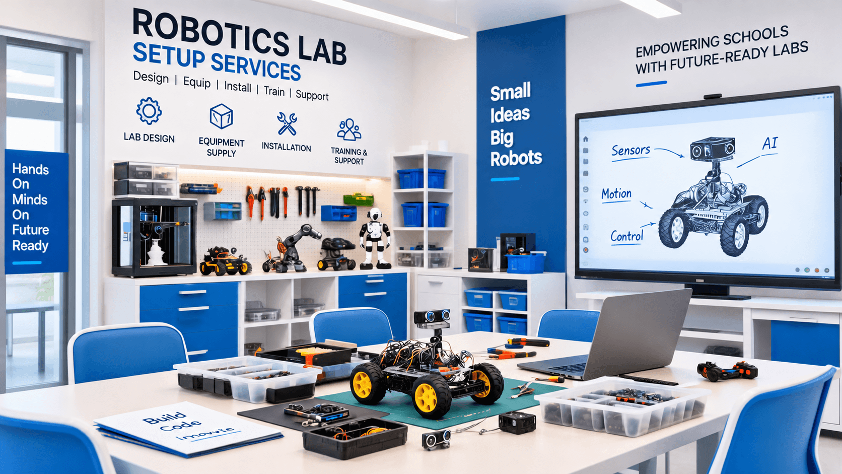 Modern robotics lab setup space