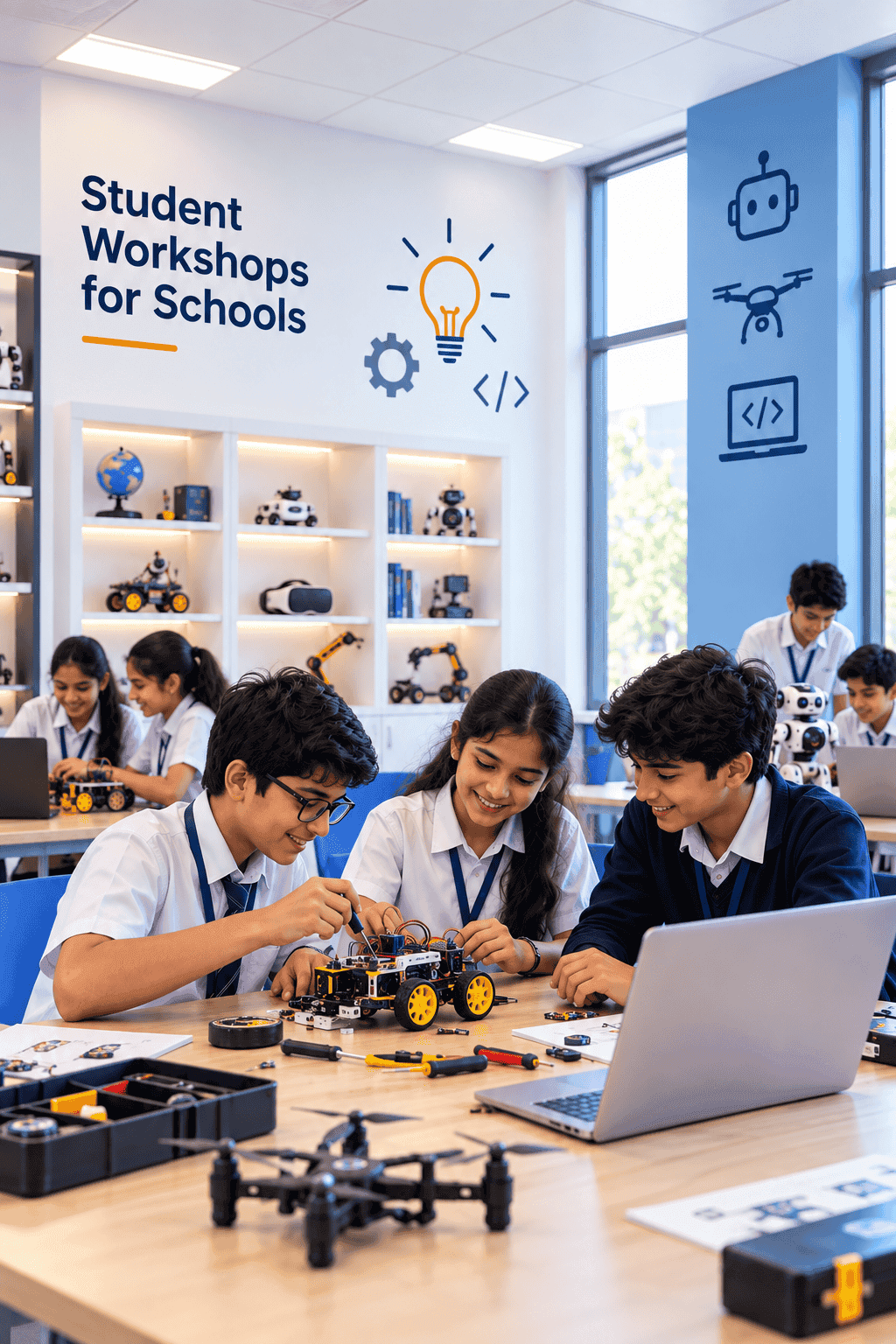 Student robotics workshop makerspace