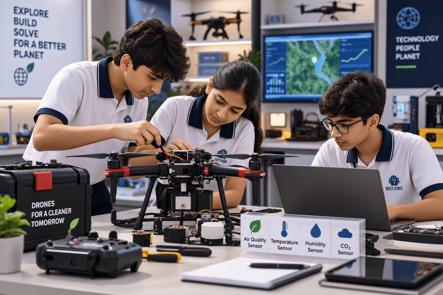 Students Building an Environmental Monitoring Drone